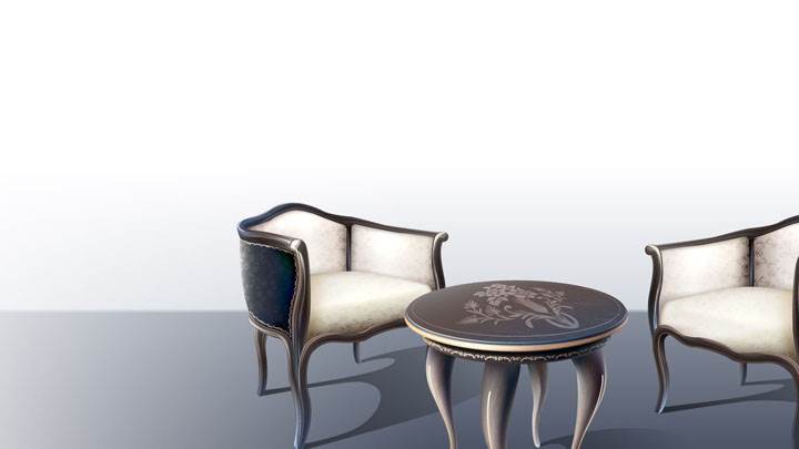 Two Chairs And Table With White Background